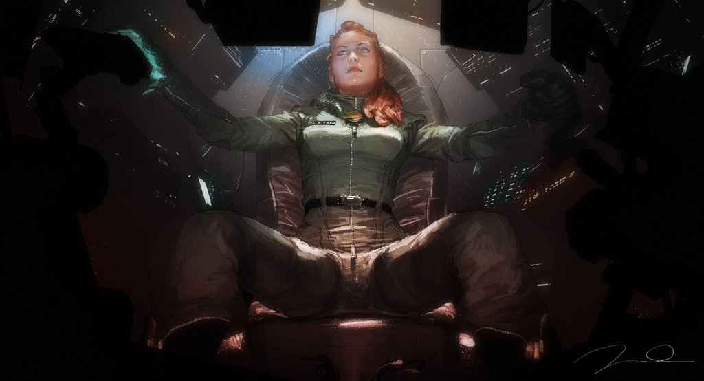 1girl, artist_request, astronaut, belt, blue_eyes, boots, cockpit, emblem