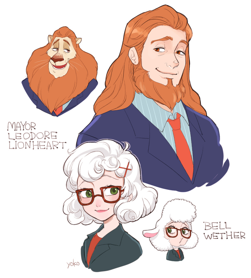 1boy, 1girl, dawn_bellwether, disney, formal, glasses, green_eyes, hair_slicked_back