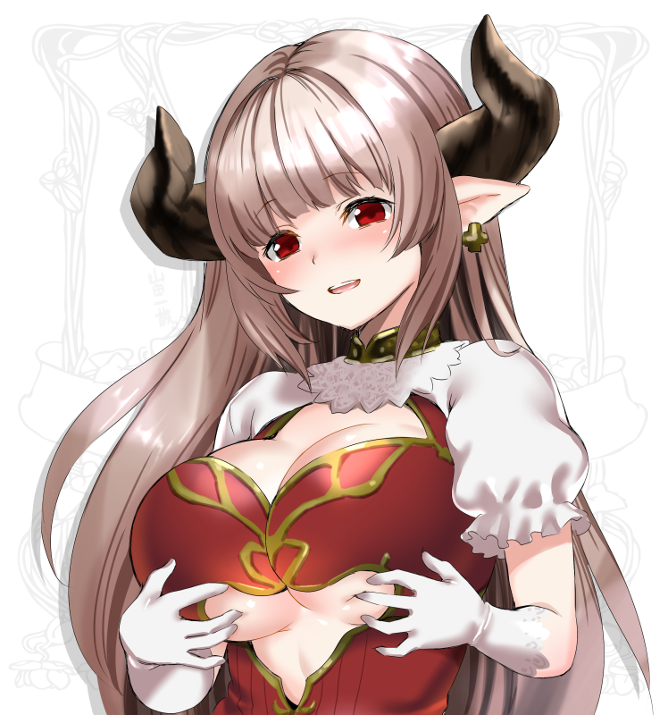1girl, alicia_(granblue_fantasy), blush, breasts, center_opening, dress, earrings, fukurokouji