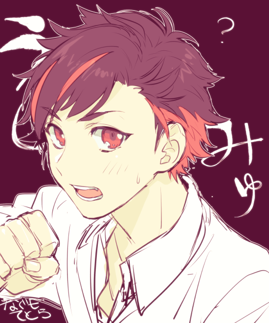 1boy, black_hair, close-up, ensemble_stars!, looking_at_viewer, male_focus, multicolored_hair, nagumo_tetora