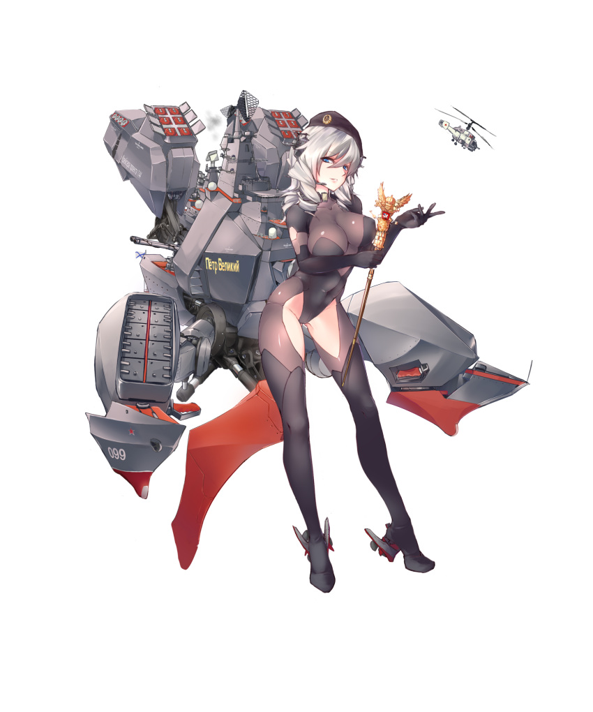 1girl, aoi_lavender, ass_visible_through_thighs, bangs, black_gloves, black_hat, black_legwear, blue_eyes