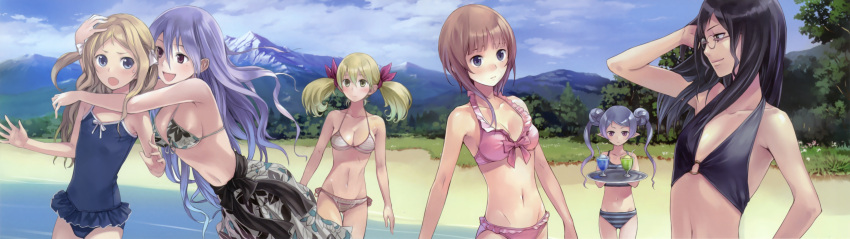 6+girls, absurdres, armpits, astrid_zexis, atelier_(series), atelier_rorona, beach, bikini