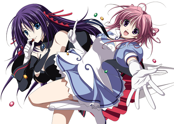 ascoeur, asukuuru, blue_eyes, elbow_gloves, gloves, hair_ribbon, higa_yukari, kiddy_girl-and, kiddy_grade, ku_fiiyu, multiple_girls, pink_hair, purple_eyes, q-feuille, ribbon, violet_eyes