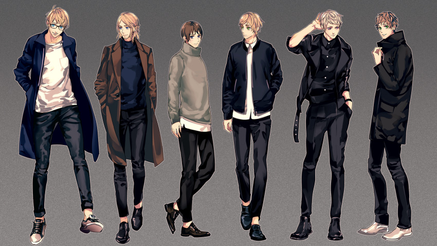6+boys, america_(hetalia), axis_powers_hetalia, blonde_hair, blue_eyes, brown_hair, facial_hair, france_(hetalia)