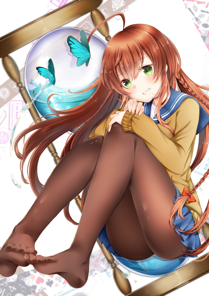 1girl, :d, ahoge, animal, blazer, blue_skirt, blush, braid