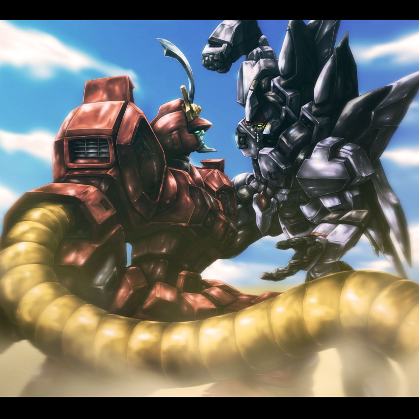 brigandier, desert, highres, mecha, science_fiction, takayuuki, weapon, weltall