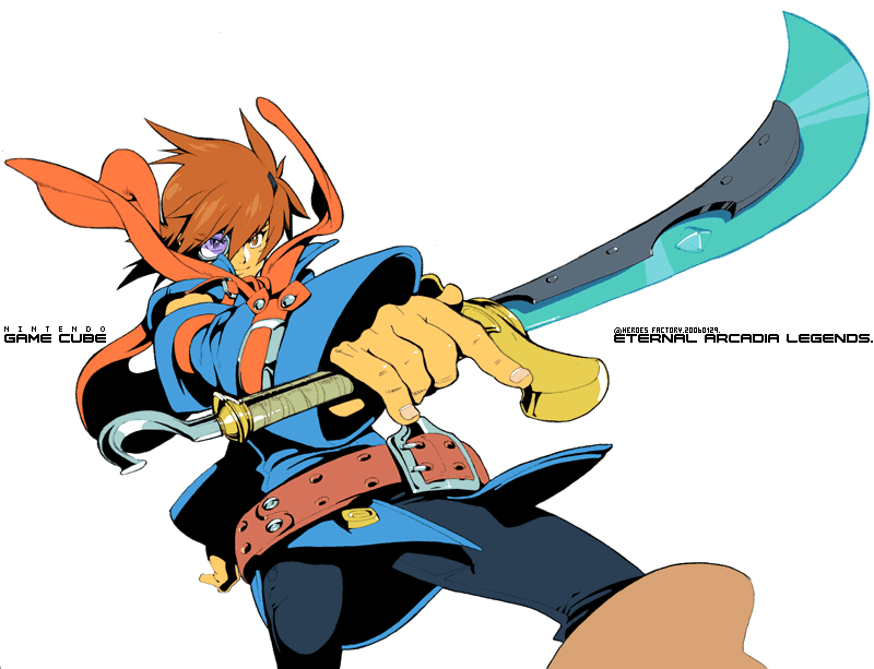 belt, belts, boots, brown_eyes, brown_hair, detached_sleeves, eternal_arcadia, fujimoto_hideaki