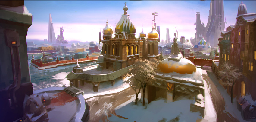 absurdres, building, dome, highres, no_humans, official_art, outdoors, overwatch