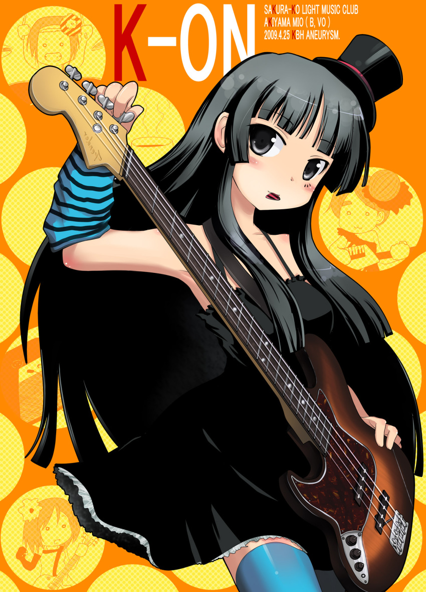 akiyama_mio, bad_id, bangs, bass, bass_guitar, black_eyes, black_hair, blunt_bangs