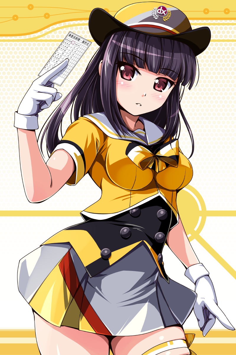 1girl, :o, bangs, beatmania, beatmania_iidx, between_fingers, blunt_bangs, blush