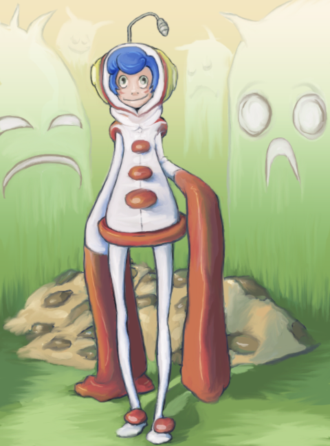 1girl, artist_request, creepy, cute, derpy, female, milk-chan, original