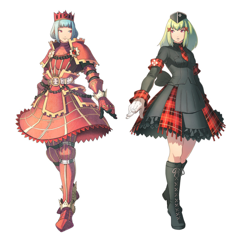 armband, armor, armored_dress, bad_id, bangs, belt, black_legwear, blue_hair