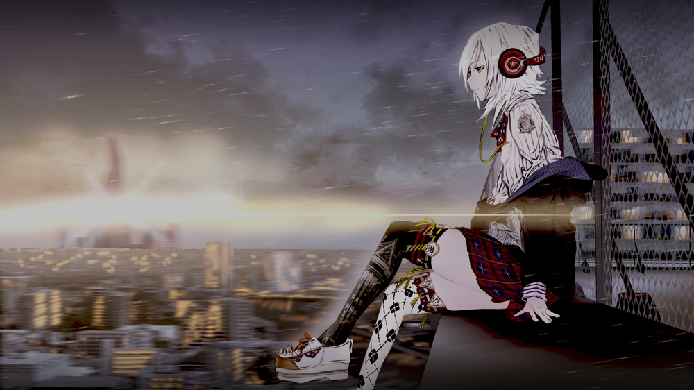 1girl, against_fence, alternate_eye_color, alternate_hair_color, arms_at_sides, black_jacket, bow, bowtie