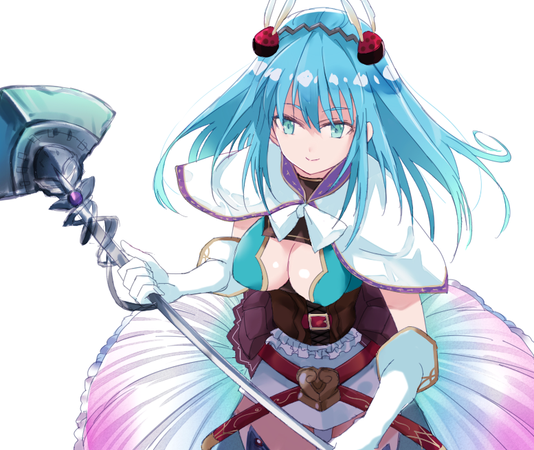 1girl, atelier_(series), atelier_sophie, blue_eyes, blue_hair, breasts, capelet, cleavage