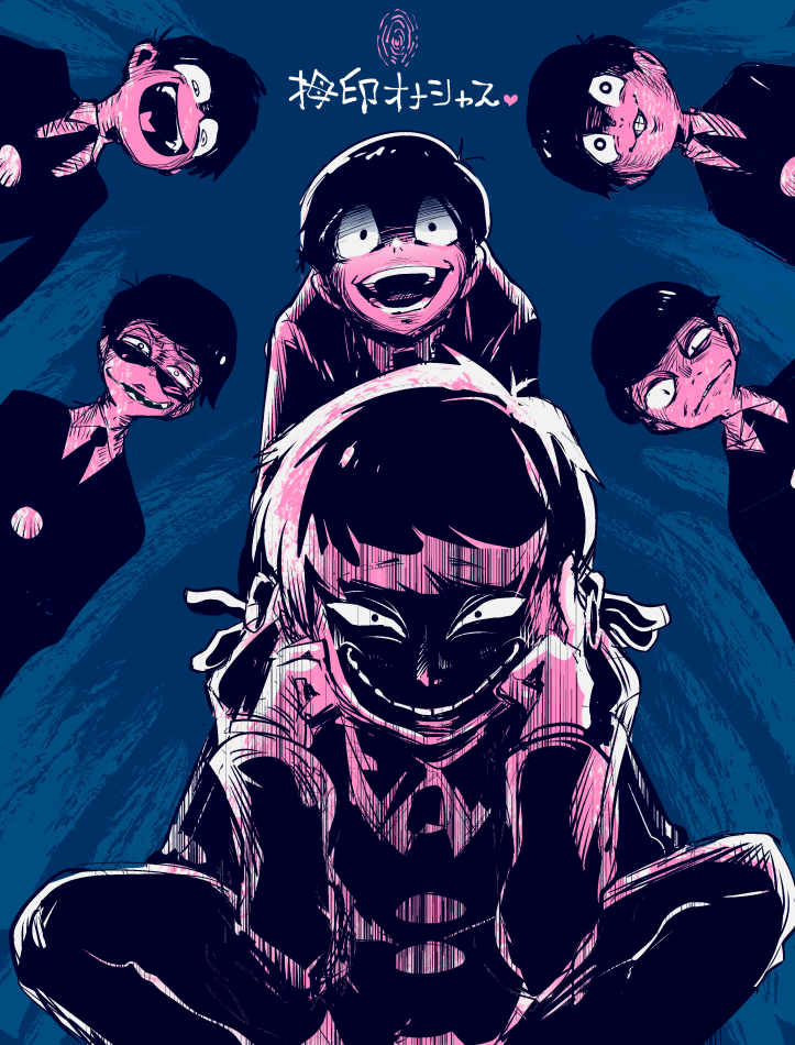 6+boys, bowl_cut, brothers, duo_chromatic, evil_grin, evil_smile, fingerprint, formal