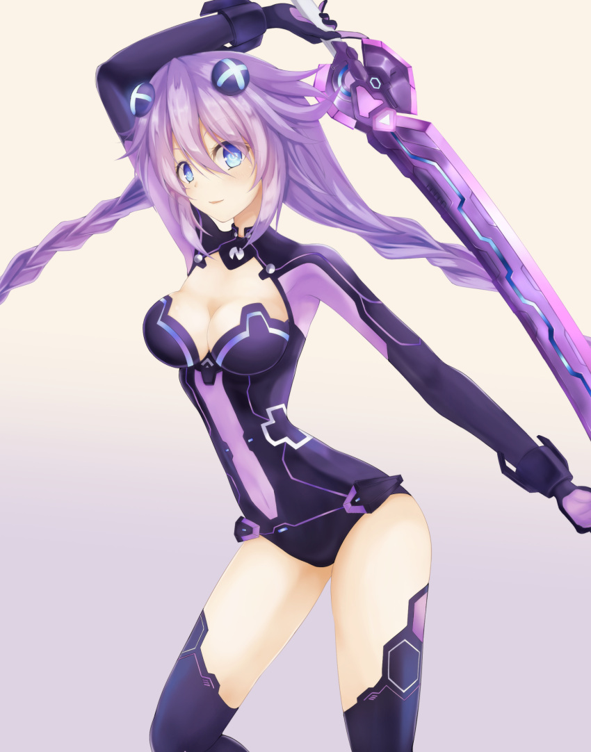 1girl, bangs, blue_eyes, braid, breasts, cleavage, cleavage_cutout, gloves