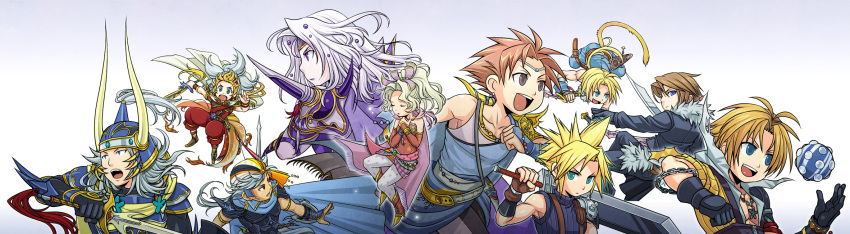 buster_sword, butz_klauser, cecil_harvey, cloud_strife, dissidia_final_fantasy, dual_wielding, everyone, final_fantasy