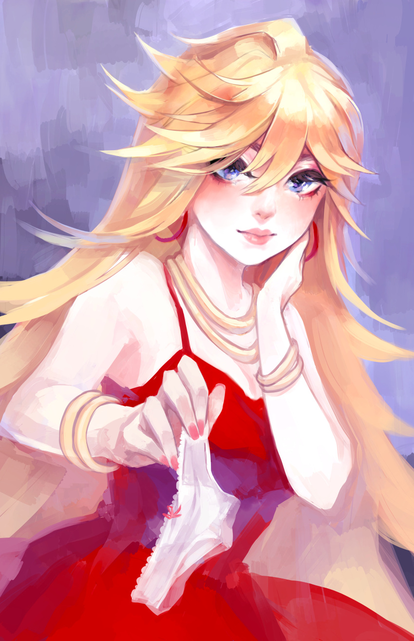 1girl, absurdres, bangs, blonde_hair, blue_eyes, blush, bow, bow_panties