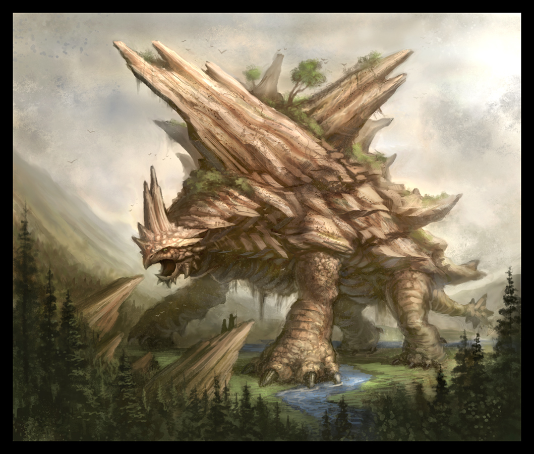 colossus, forest, giant, nature, nintendo, original, pokemon, realistic, river, torterra