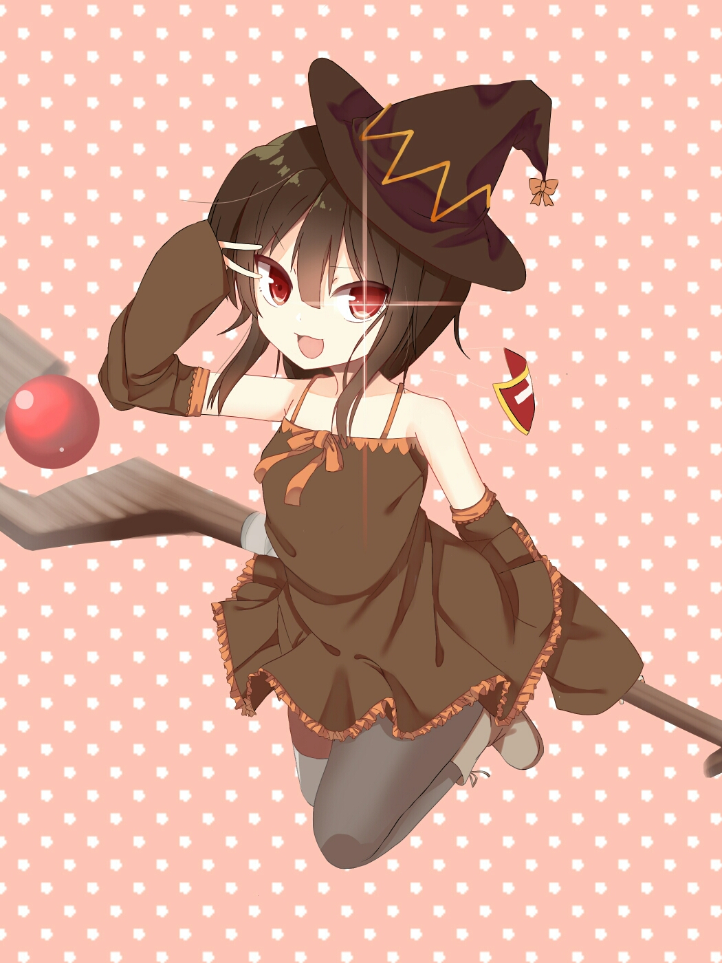 1girl, alternate_costume, black_hair, black_legwear, brown_dress, brown_hair, detached_sleeves, dress