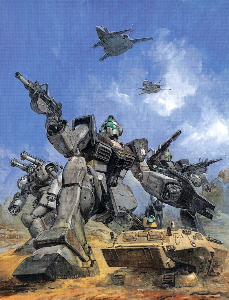 aircraft, armored_vehicle, assault_rifle, canards, cannon, desert, dust, earth_federation
