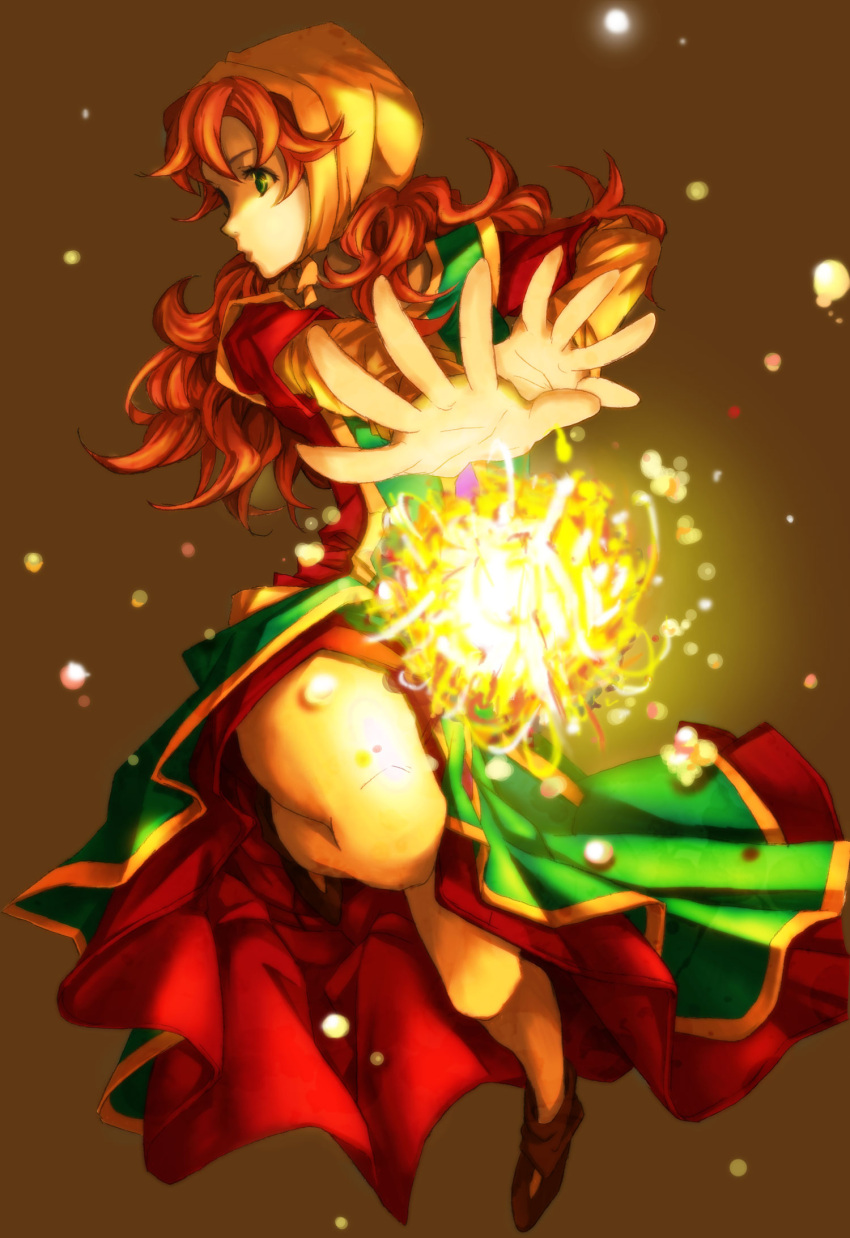 1girl, breasts, curly_hair, dragon_quest, dragon_quest_vii, dress, green_eyes, highres