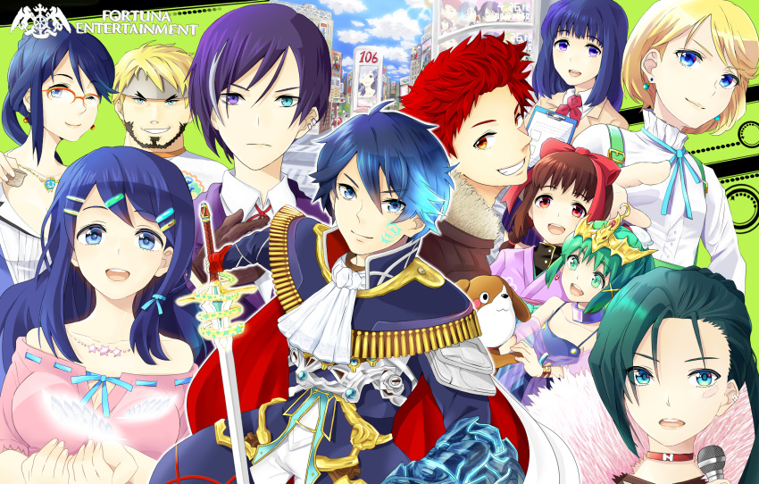 4boys, 6+girls, akagi_toma, ao_hito, aoi_itsuki, bangs, barry_goodman, beard