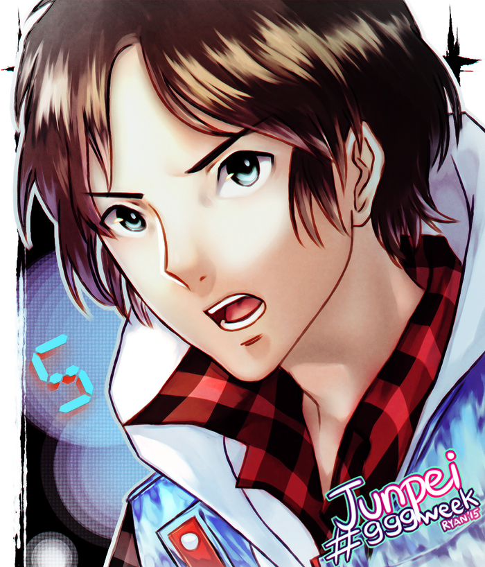 1boy, brown_hair, junpei_(kyokugen_dasshutsu), kyokugen_dasshutsu, kyokugen_dasshutsu:_9_jikan_9_nin_9_no_tobira, looking_at_viewer, male_focus, open_mouth