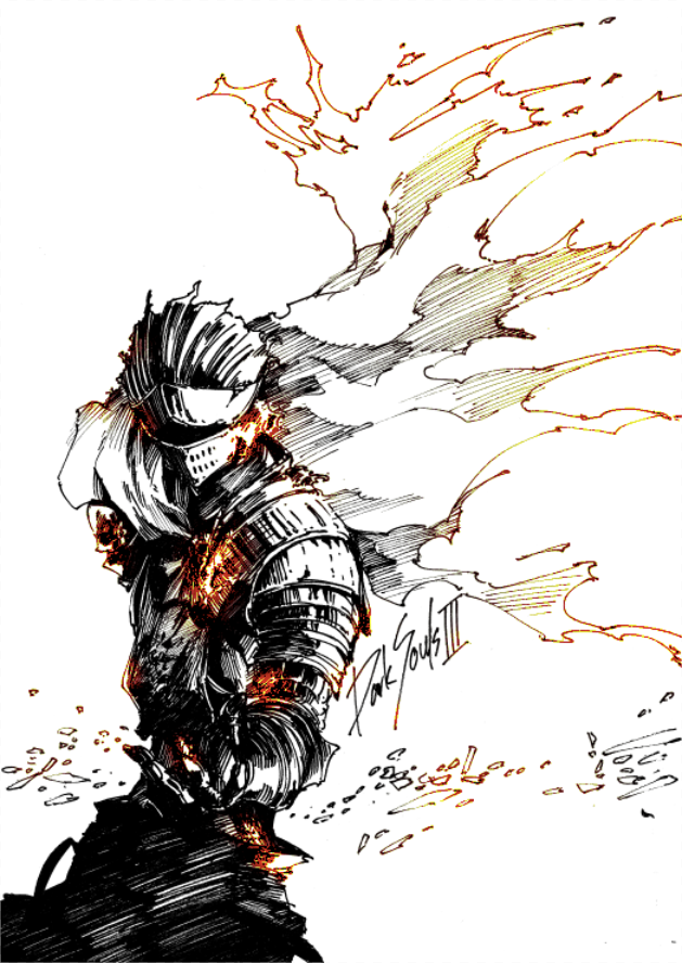 1boy, armor, cape, commentary_request, dark_souls, dark_souls_iii, full_armor, glowing
