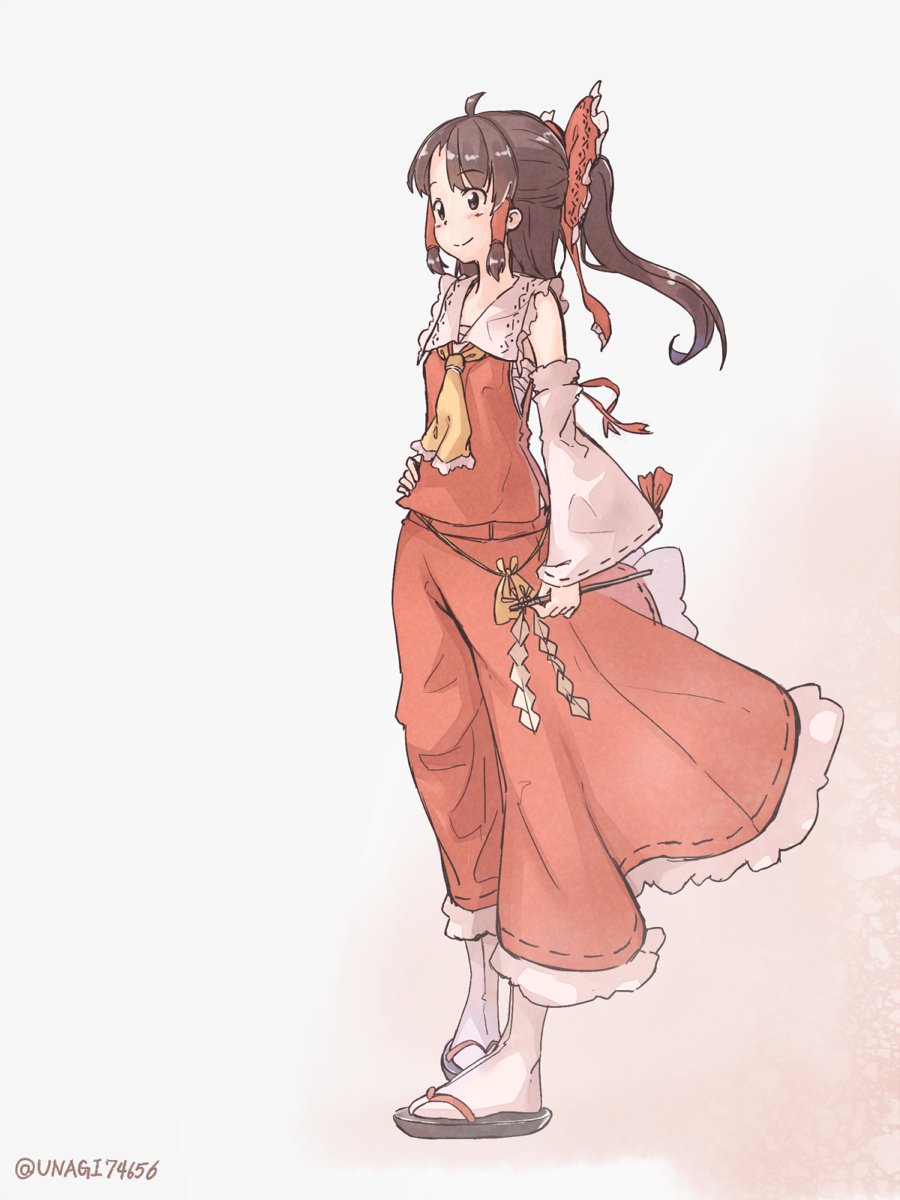 1girl, ascot, blush, bow, brown_hair, closed_mouth, collar, detached_sleeves