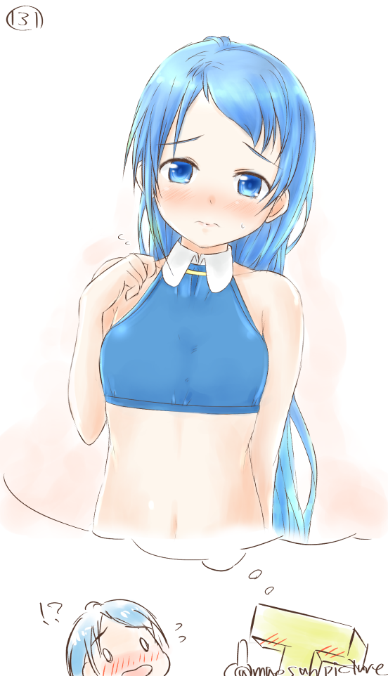 !?, 0_0, 1girl, adapted_costume, admiral_(kantai_collection), bangs, bare_shoulders, blank_eyes