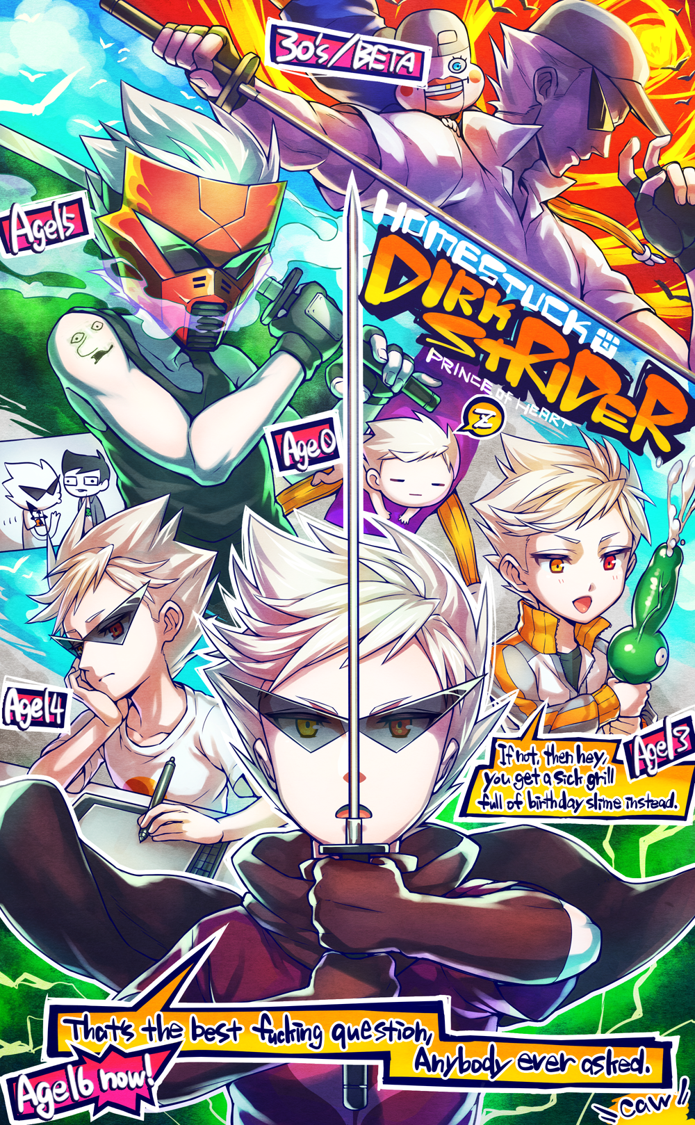 1boy, blonde_hair, bro_strider, cape, character_age, dirk_strider, english, gas_mask