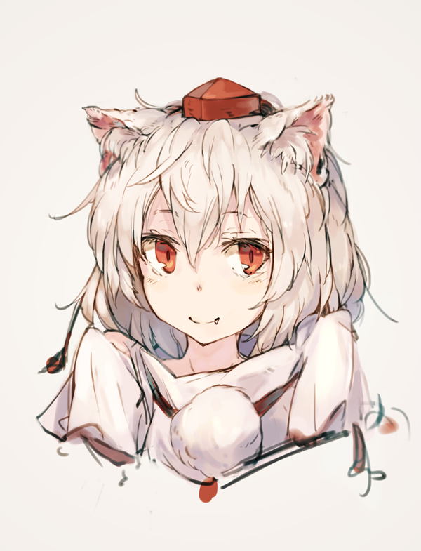 1girl, albino, animal_ears, blush, colored, face, fang, hat