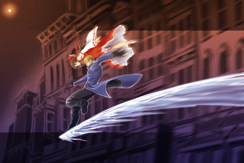 crossover, esaka, hakurei_reimu, ice, iceman_(x-men), marvel, touhou, x-men