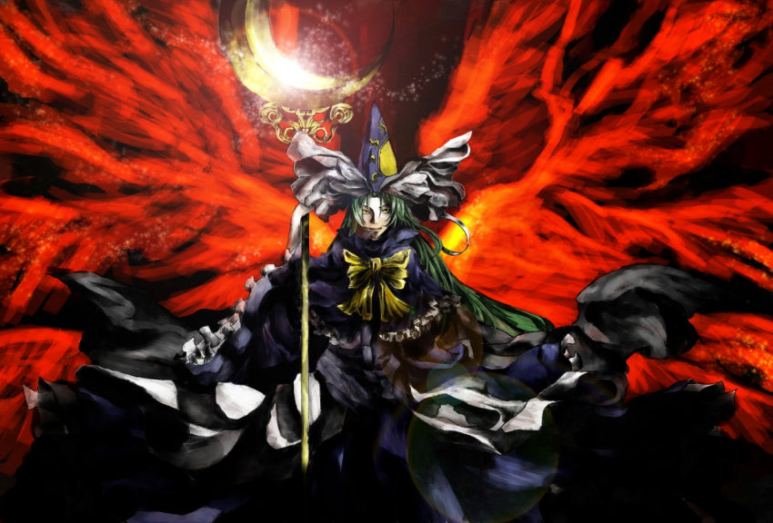 collie, green_hair, hat, mima, solo, staff, touhou, wizard_hat