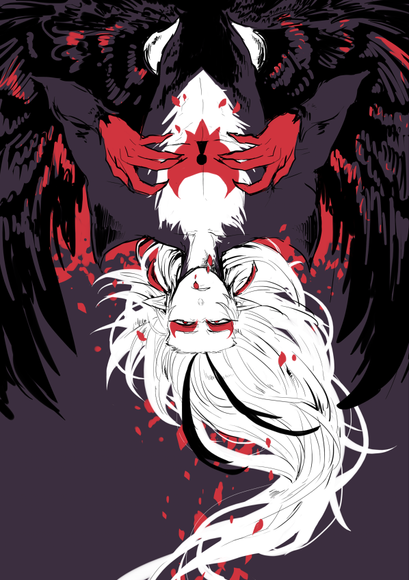 1boy, black_background, black_hair, black_wings, bodysuit, close_(go!_princess_precure), earrings, eyeshadow