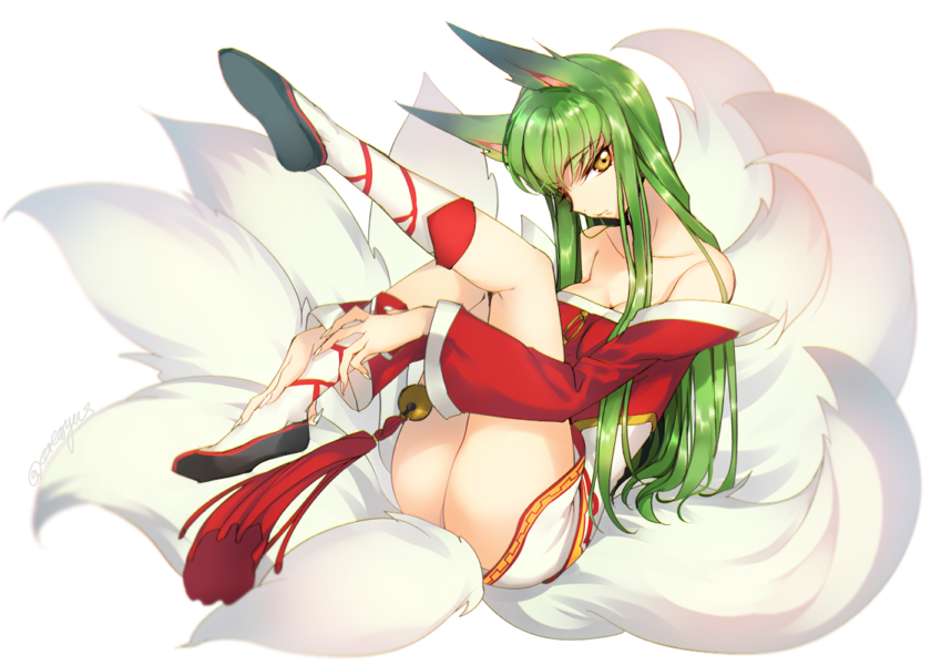 1girl, ahri, ahri_(cosplay), animal_ears, artist_name, bangs, bell, black_shoes