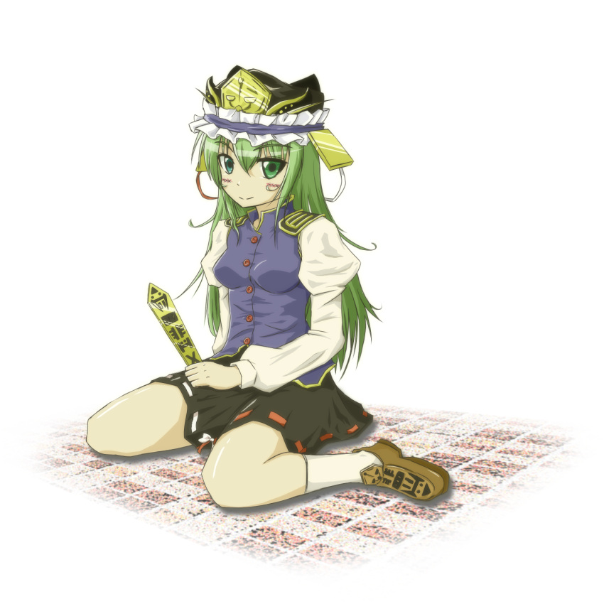green_hair, hat, highres, long_hair, original, ripua, rod_of_remorse, shikieika_yamaxanadu