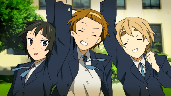 akiyama_mio, closed_eyes, genderswap, headband, k-on!, kotobuki_tsumugi, sabu_(sa-bu), short_hair