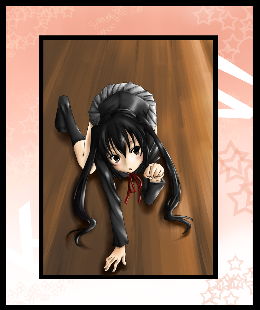 black_hair, blush, brown_eyes, eiji, eiji_(eiji), k-on!, long_hair, nakano_azusa