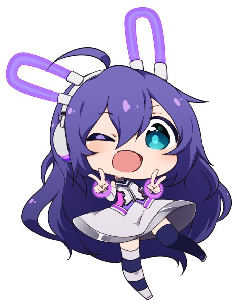 1girl, ahoge, animal_ears, chibi, double_v, glowstick, hair_between_eyes, idolmaster