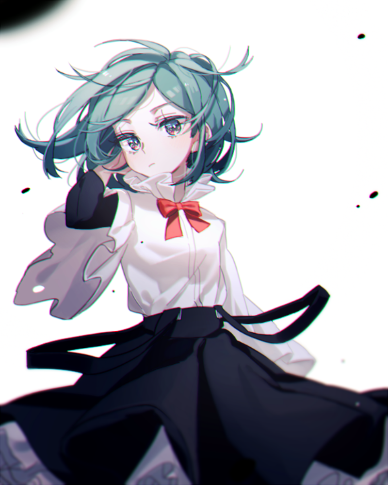 1girl, bow, bowtie, green_hair, hisu_(hiss_1107), kagerou_project, kido_tsubomi, long_hair