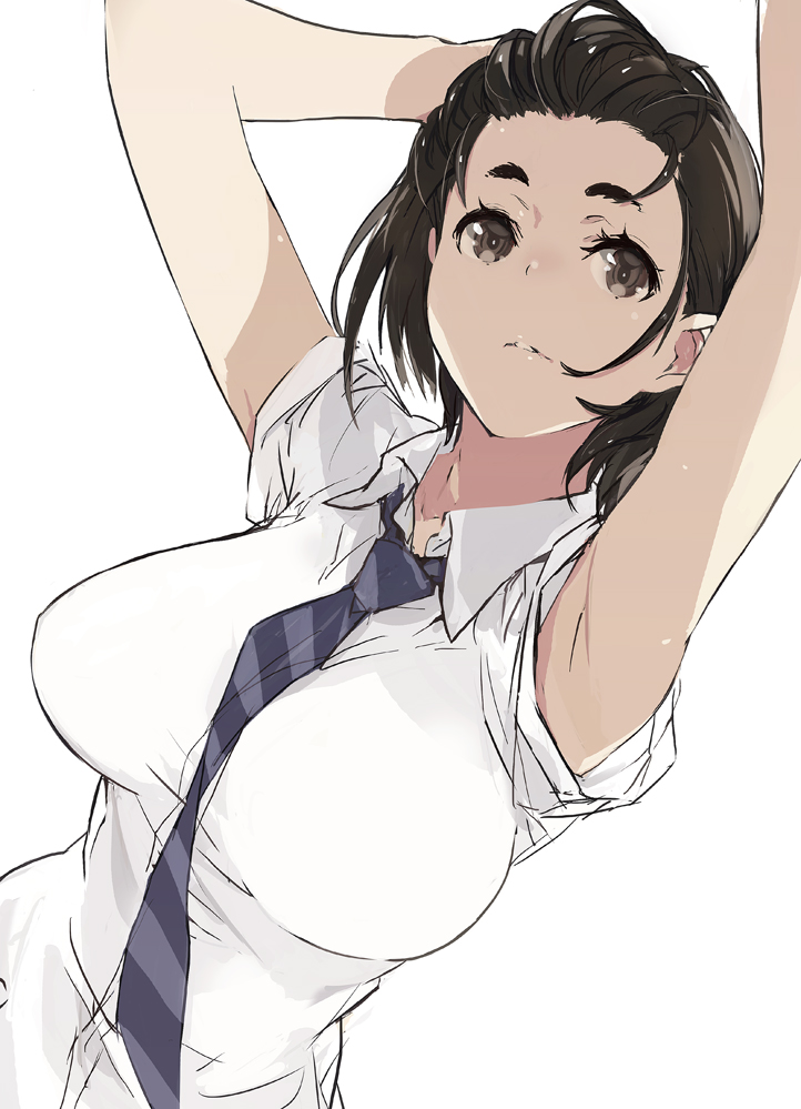 1girl, armpits, black_hair, bobhit, breasts, fujiyama-san_wa_shishunki, fujiyama_makio, long_hair