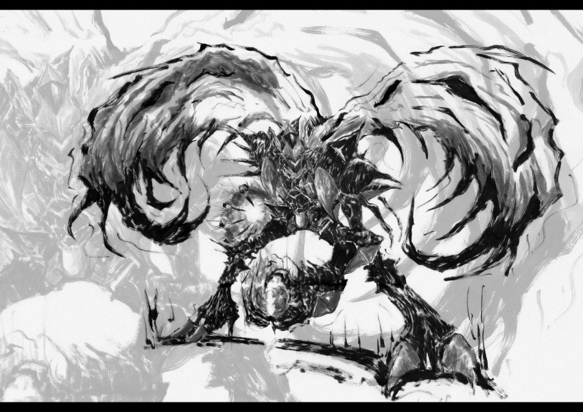 1boy, armor, ashley_winchester, cape, gloves, greyscale, helmet, highres