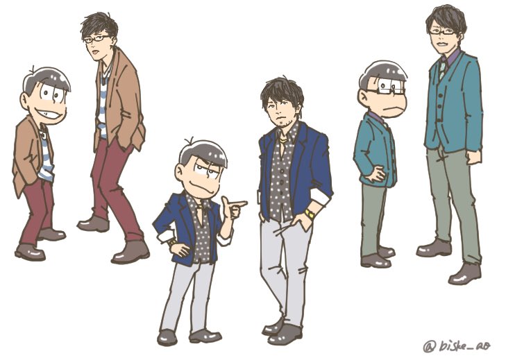 6+boys, :<, bangs, bespectacled, brothers, brown_hair, facial_hair, glasses