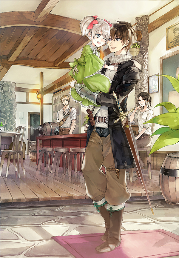 2boys, 2girls, black_hair, blonde_hair, brown_hair, carrying, dale_lecky, fujiwara_truffe