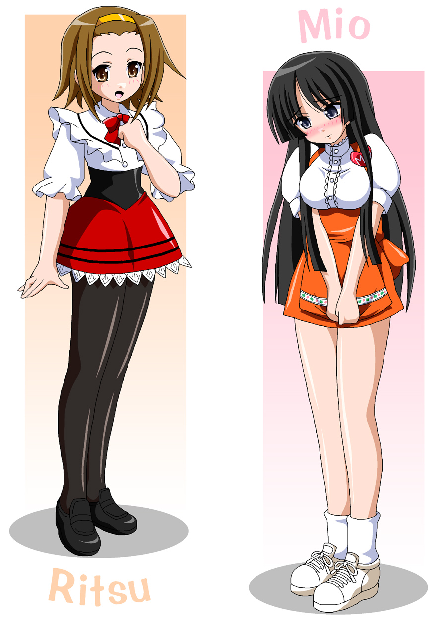 akiyama_mio, anna_miller, black_eyes, black_hair, bronze_parrot, brown_eyes, brown_hair, hairband