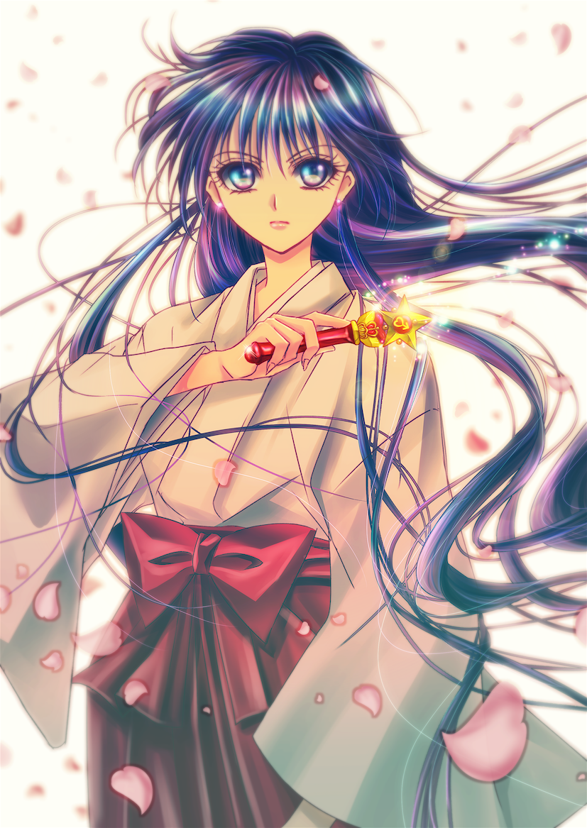 1girl, bishoujo_senshi_sailor_moon, blurry, earrings, expressionless, hino_rei, japanese_clothes, jewelry