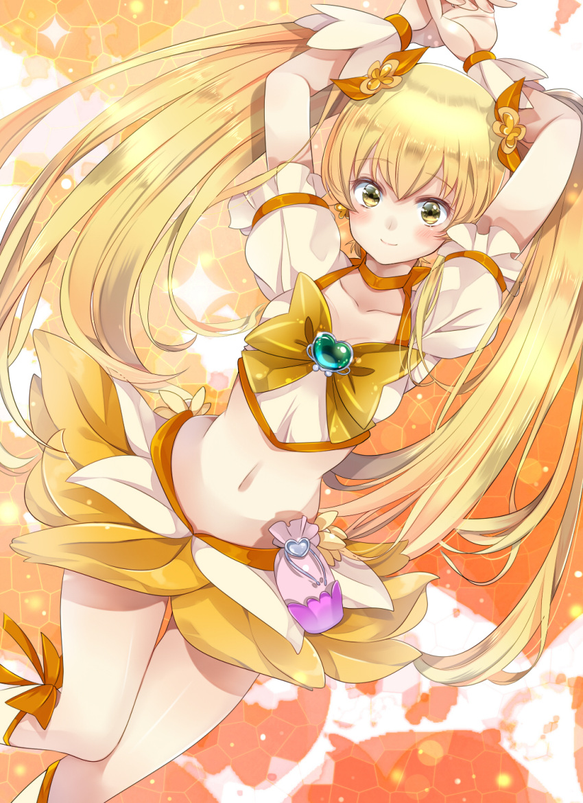 1girl, blonde_hair, blush, choker, collarbone, cure_sunshine, female, hair_ribbon