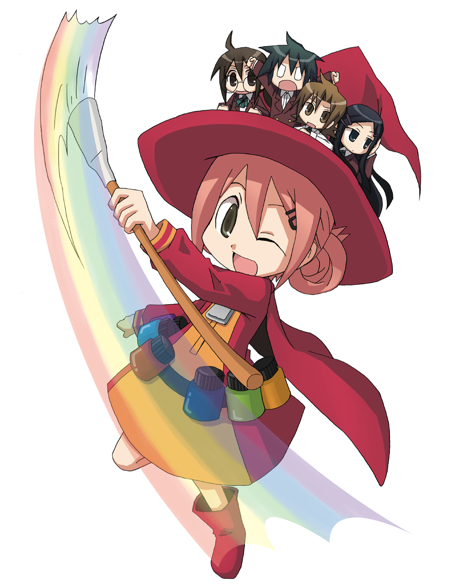 art_brush, bad_id, black_eyes, black_hair, brown_eyes, brown_hair, cape, chibi